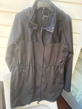 Theory Black Hooded Utility Jacket with Drawstring Waist